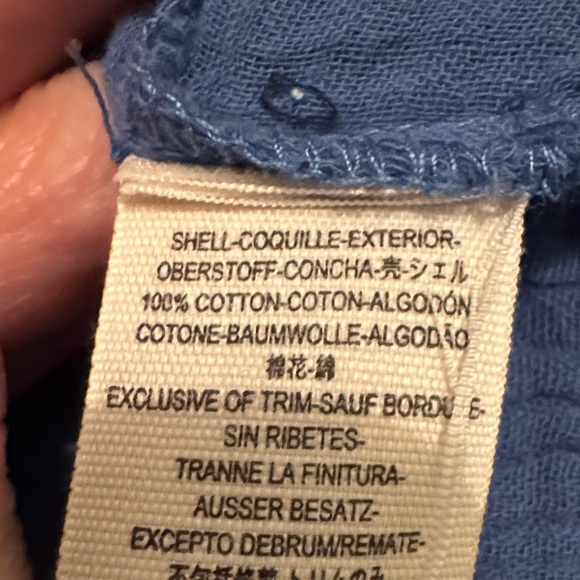 Free People Deep Blue Button-Down Shirt with Tie-Front Sz M - Picture 3 of 6